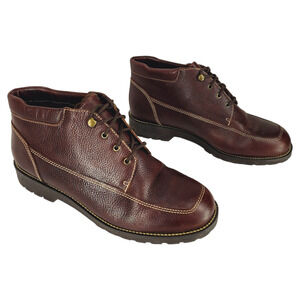 Rockport Ankle Boots sz 9.5 Women Brown Fur Lined Chukka Pebbled Leather Lace Up